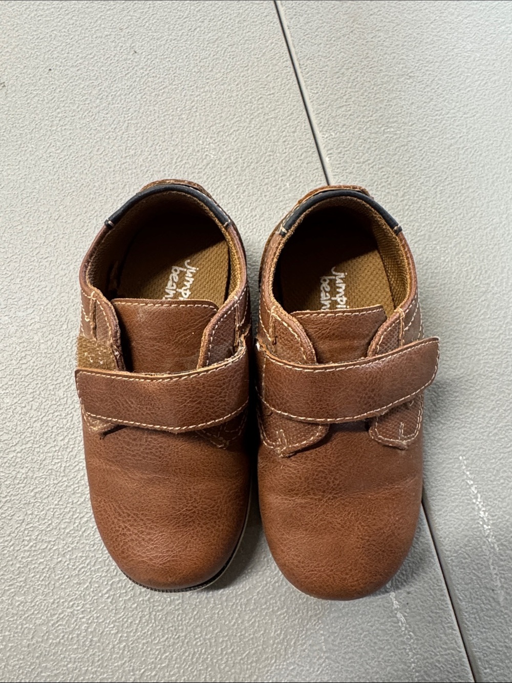 jumping beans Brown Leather-Look Hook-and-Loop Toddler Shoes